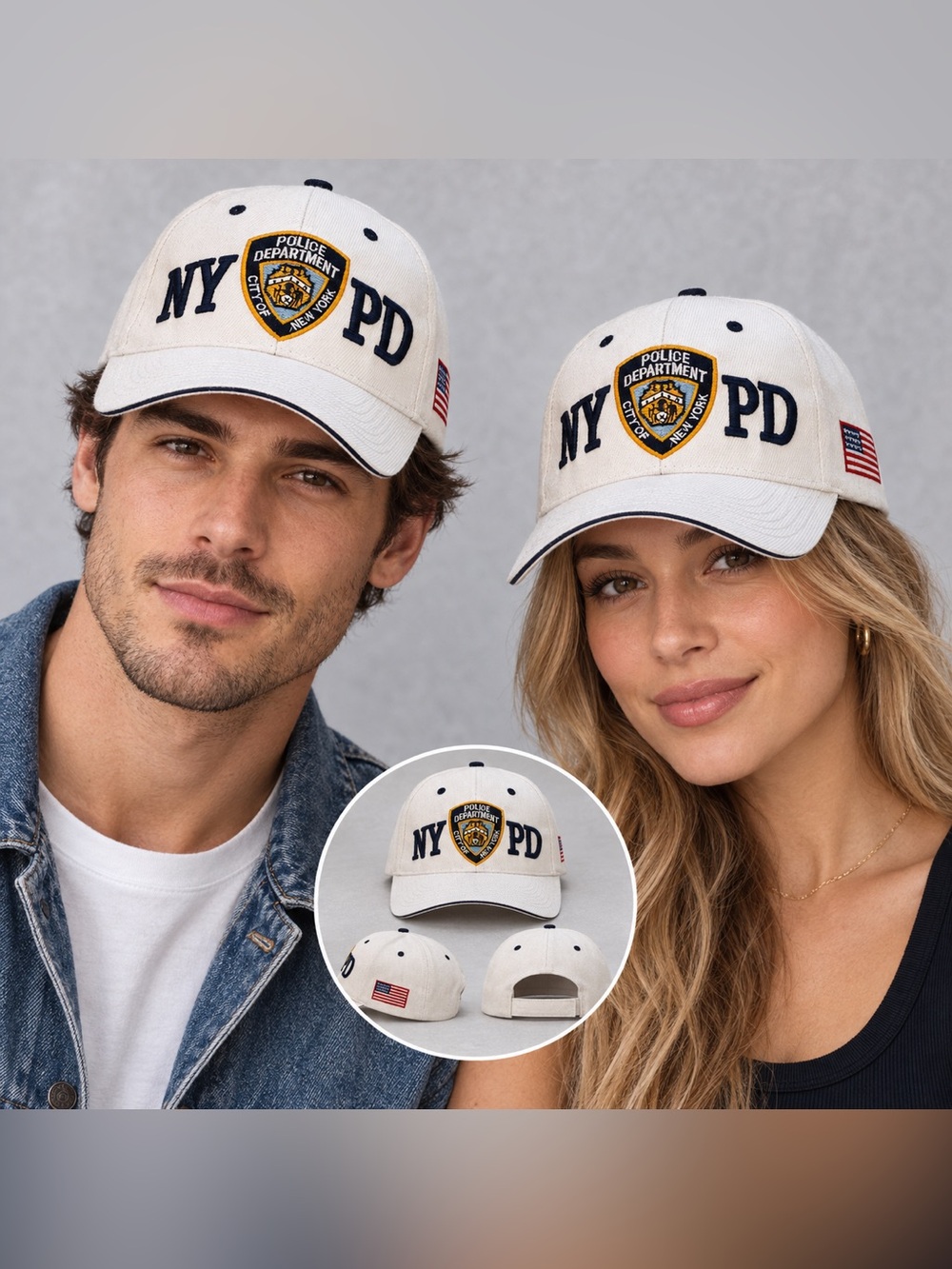 NYPD City of NY Embroidered White Adjustable Baseball Cap Unisex